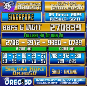 Bocoran Togel SINGAPORE Rabu 05 April 2023