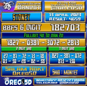 Bocoran Togel Sydney Kamis 13 April 2023