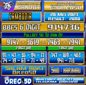 Bocoran Togel Cambodia Jumat,20 Mei 2023