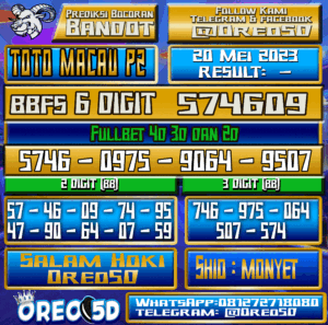 PREDIKSI TOTO MACAU P2 Sabtu,20  Mei 2023