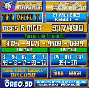 PREDIKSI TOTO MACAU P1 Minggu,21 Mei 2023