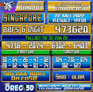 Bocoran Togel SINGAPORE Senin,22 Mei 2023