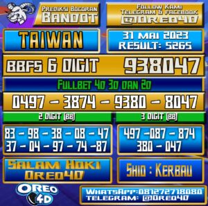 Bocoran Togel Taiwan Rabu, 31 Mei 2023 2023