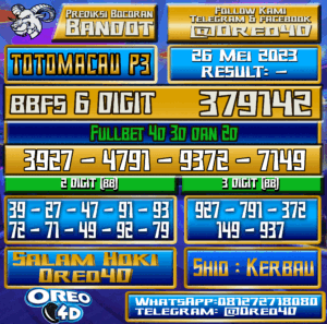 PREDIKSI TOTO MACAU P3 Jumat,26 Mei 2023
