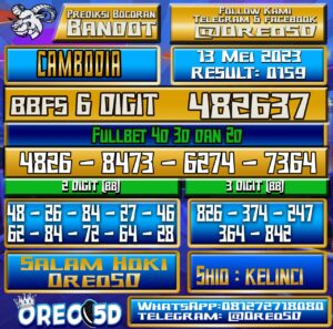 Bocoran Togel Cambodia Sabtu,13 Mei 2023