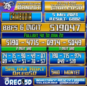 Bocoran Togel Cambodia Jumat,05 Mei 2023