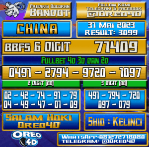 Bocoran Togel China Rabu, 31 Mei 2023