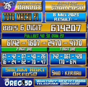 PREDIKSI TOTO MACAU P1 Senin,08 Mei 2023