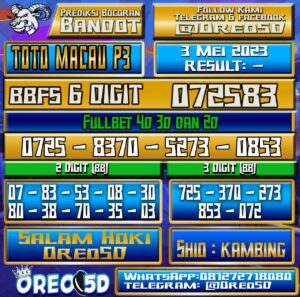 PREDIKSI TOTO MACAU P3 Rabu,03 Mei 2023
