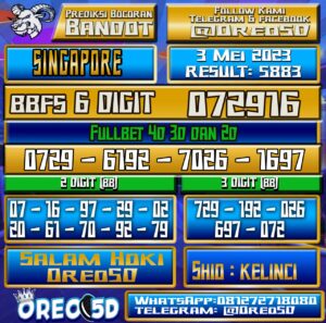 Bocoran Togel SINGAPORE Rabu,03 Mei 2023