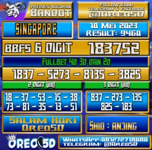 Bocoran Togel SINGAPORE Rabu,10 Mei 2023