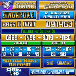 Bocoran Togel Singapore Senin,12 Juni 2023