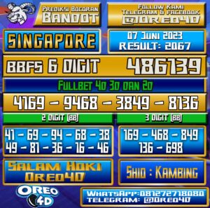 Bocoran Togel Singapore Rabu,07 juni 2023