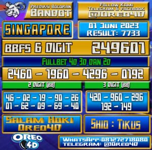 Bocoran Togel Singapore Kamis,01 Juni 2023