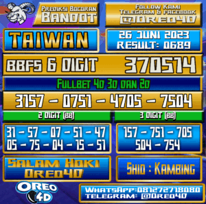 Bocoran Togel Taiwan Senin,26 JUNI 2023