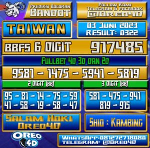 Bocoran Togel Taiwan Sabtu,03 juni 2023