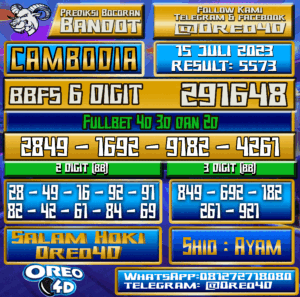 Bocoran Togel Cambodia Sabtu,15 JULI 2023