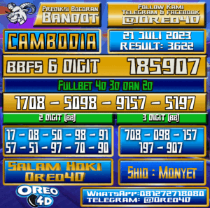 Bocoran Togel Cambodia Kamis,20 JULI 2023