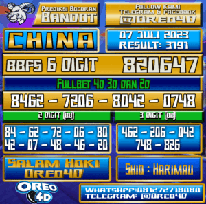 Bocoran Togel China Jumat,07 JULI 2023