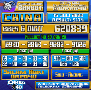 Bocoran Togel China Sabtu,15 JULI 2023