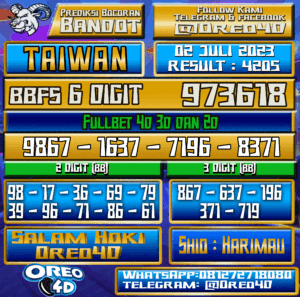 PREDIKSI TOGEL 🇹🇼 TAIWAN 🇹🇼 02 JULI 2023
