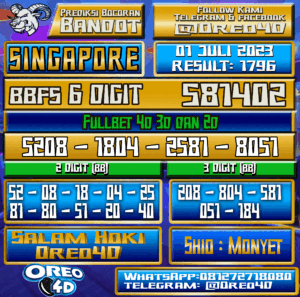 Bocoran Togel Singapore Sabtu,01 JULI 2023