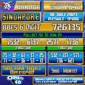 Bocoran Togel Singapore Senin,10 JULI 2023