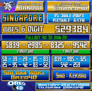 Bocoran Togel Singapore Sabtu,15 JULI 2023