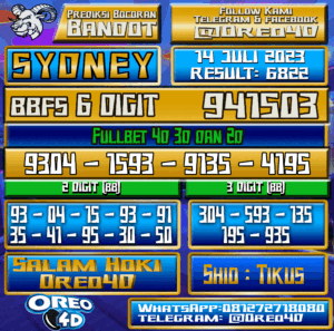 Bocoran Togel Sydney Jumat,14 JULI 2023