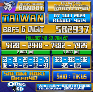 Bocoran Togel Taiwan Jumat,07 JULI 2023