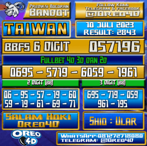 Bocoran Togel Taiwan Senin,10 JULI 2023