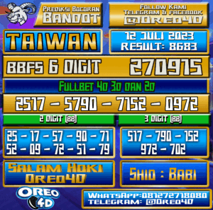 Bocoran Togel Taiwan Rabu,12 JULI 2023