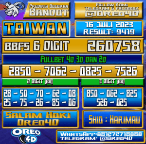 Bocoran Togel Taiwan Minggu,16 JULI 2023