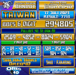 Bocoran Togel Taiwan Senin,17 JULI 2023