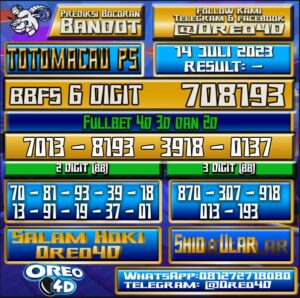 PREDIKSI TOTO MACAU P5 Jumat,14 JULI 2023