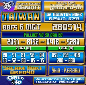 Bocoran Togel Taiwan Rabu,02 Agustus 2023