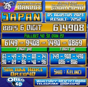 Bocoran Togel JAPAN Sabtu,05 Agustus 2023